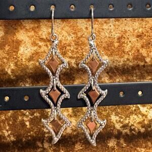 Native American Waldeck Johnson Earrings Sterling Silver and Cooper Dangle/Drop
